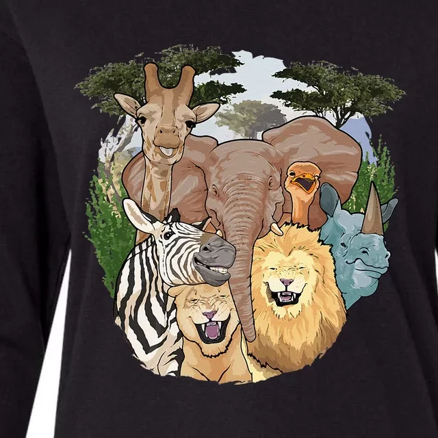 The African Selfie Savanna Africa Safari Animals Zoo Keeper Womens Cotton Relaxed Long Sleeve T-Shirt