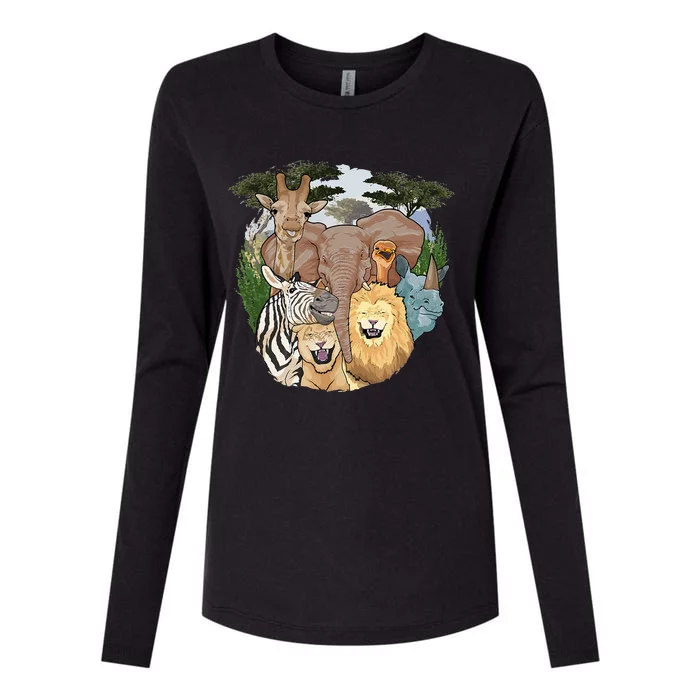 The African Selfie Savanna Africa Safari Animals Zoo Keeper Womens Cotton Relaxed Long Sleeve T-Shirt