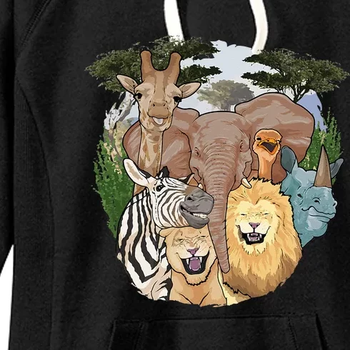 The African Selfie Savanna Africa Safari Animals Zoo Keeper Women's Fleece Hoodie