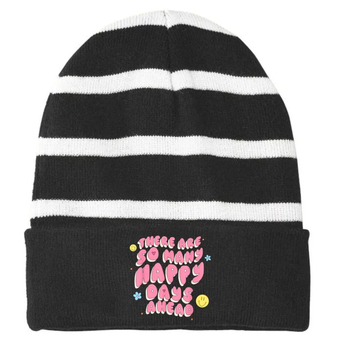 There Are So Many Happy Days Ahead Striped Beanie with Solid Band