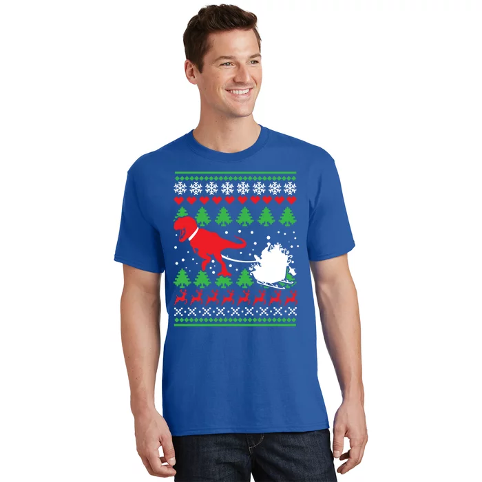 Trex And Santa Funny Christmas Dinosaurs T Rex Dino Funny Gift T-Shirt