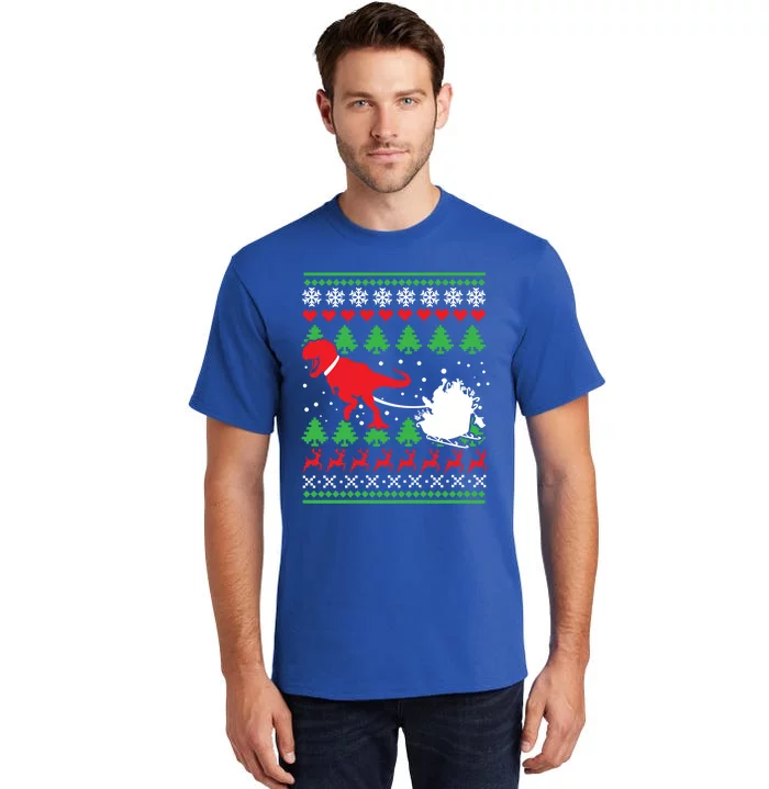 Trex And Santa Funny Christmas Dinosaurs T Rex Dino Funny Gift Tall T-Shirt