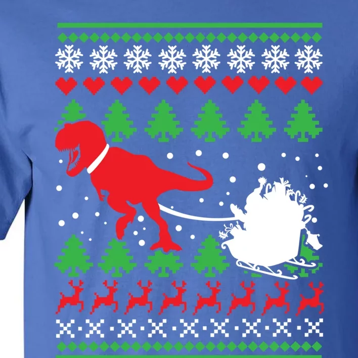 Trex And Santa Funny Christmas Dinosaurs T Rex Dino Funny Gift Tall T-Shirt