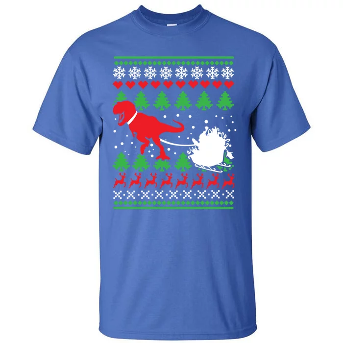 Trex And Santa Funny Christmas Dinosaurs T Rex Dino Funny Gift Tall T-Shirt