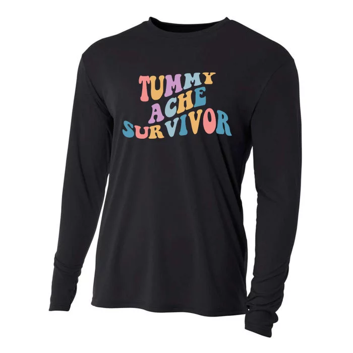 Tummy Ache Survivor Colorful Retro Cooling Performance Long Sleeve Crew