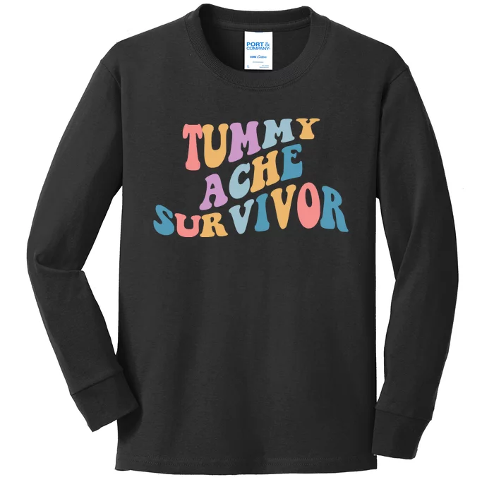 Tummy Ache Survivor Colorful Retro Kids Long Sleeve Shirt