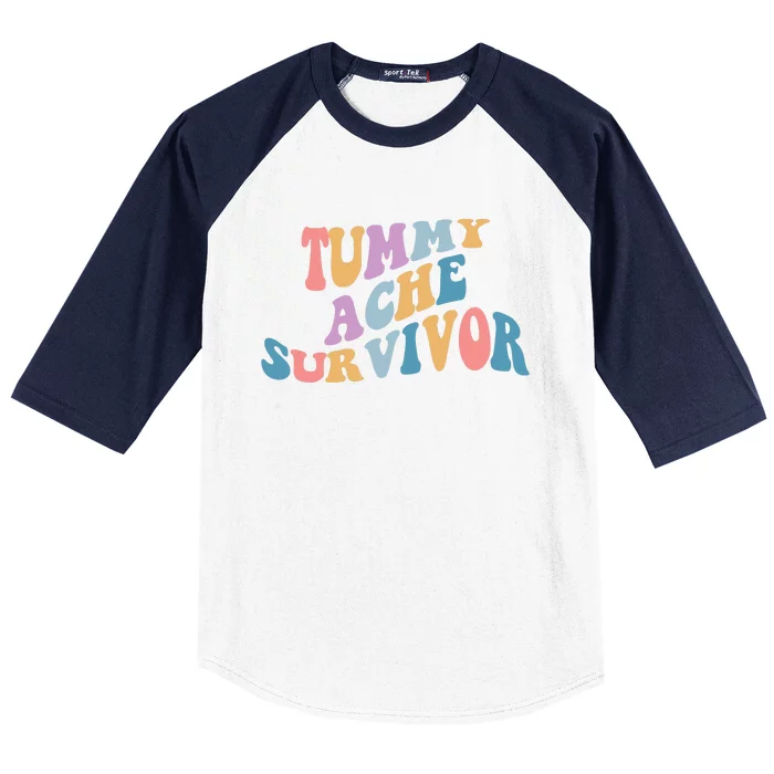 Tummy Ache Survivor Colorful Retro Baseball Sleeve Shirt