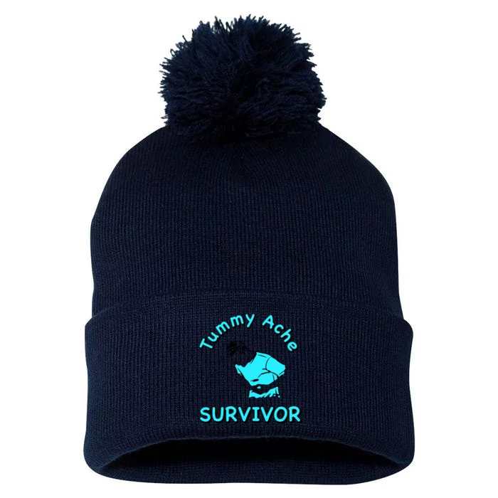 Tummy Ache Survivor Pom Pom 12in Knit Beanie