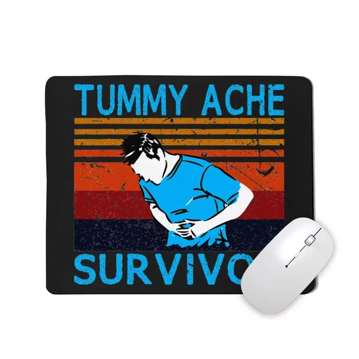 Tummy Ache Survivor Vintage Retro Sunset Stomach Hurts Memes Mousepad