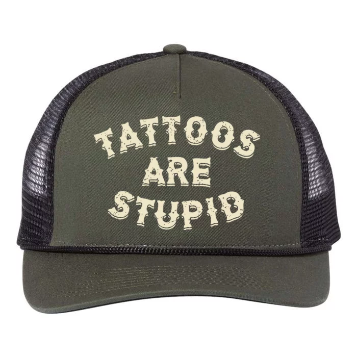 Tattoos Are Stupid Sarcastic Ink Addict Tattooed Retro Rope Trucker Hat Cap