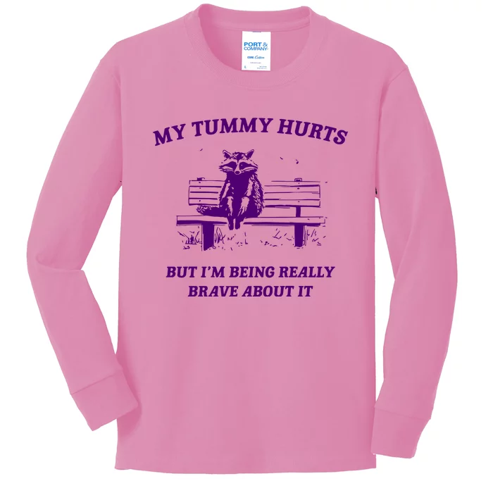 Tummy Ache Survivor Retro 90s Kids Long Sleeve Shirt