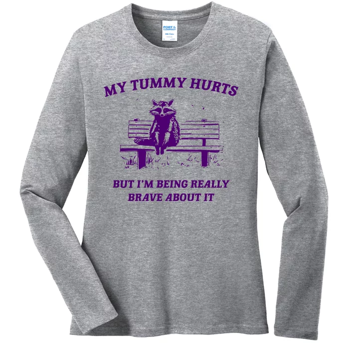 Tummy Ache Survivor Retro 90s Ladies Long Sleeve Shirt