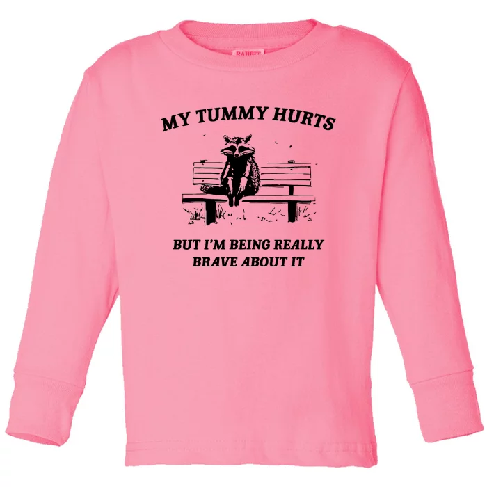 Tummy Ache Survivor Retro 90s Toddler Long Sleeve Shirt