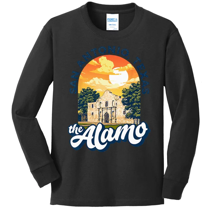 The Alamo San Antonio Texas Mission Vintage Retro Remember Kids Long Sleeve Shirt