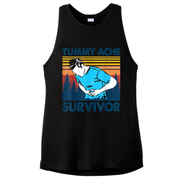 Tummy Ache Survivor Design Is Funny Tummy Ache Quote Ladies Tri-Blend Wicking Tank