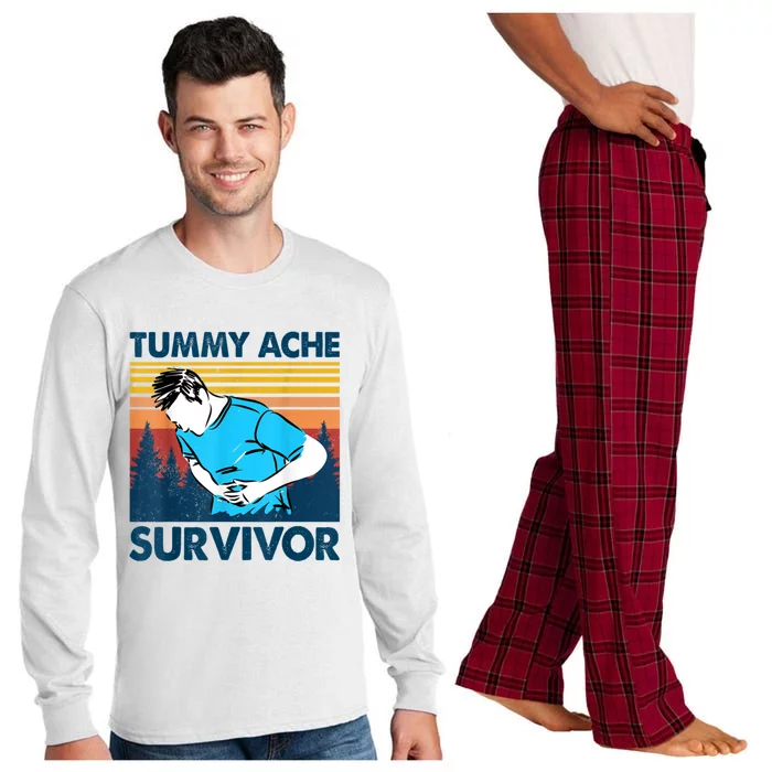 Tummy Ache Survivor Design Is Funny Tummy Ache Quote Long Sleeve Pajama Set