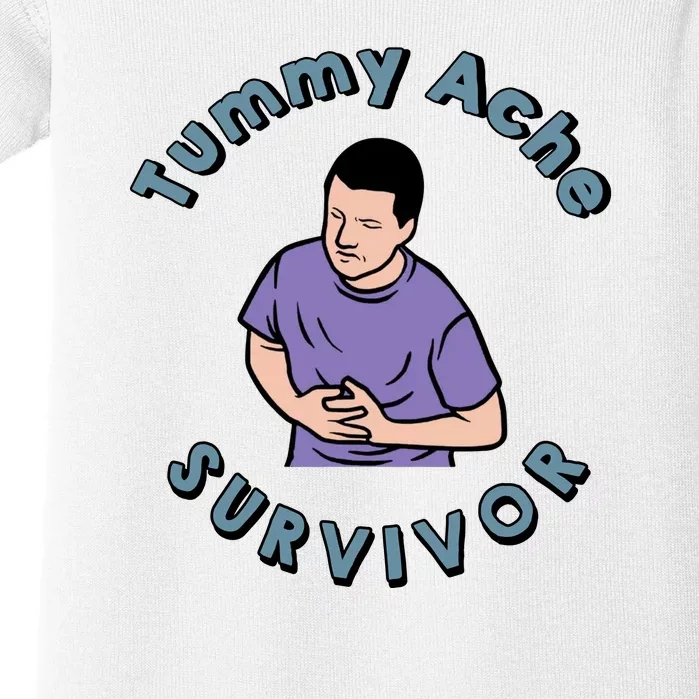 Tummy Ache Survivor Funny Tummy Ache Joke Baby Bodysuit