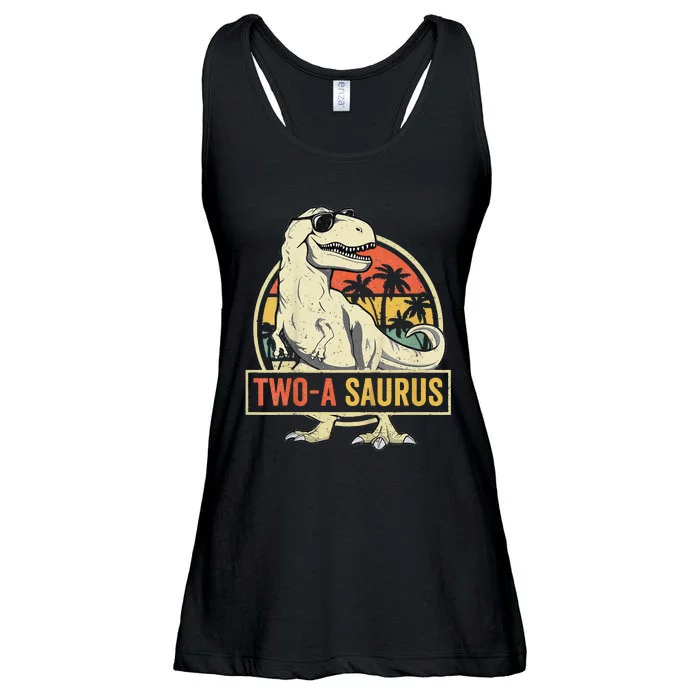 Two a Saurus Birthday T Rex 2 Year Old Dino 2nd Dinosaur Ladies Essential Flowy Tank