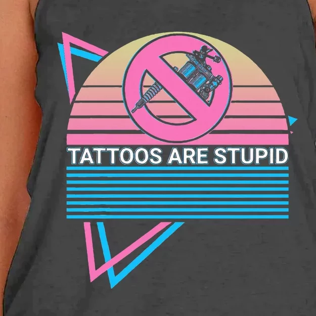 Tattoos Are Stupid Tattoos Are Stupid Anti Tattoo Retro Women's Knotted Racerback Tank