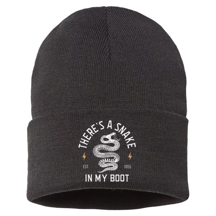 ThereS A Snake In My Boot Est 1995 Meme Funny Snake Sustainable Knit Beanie