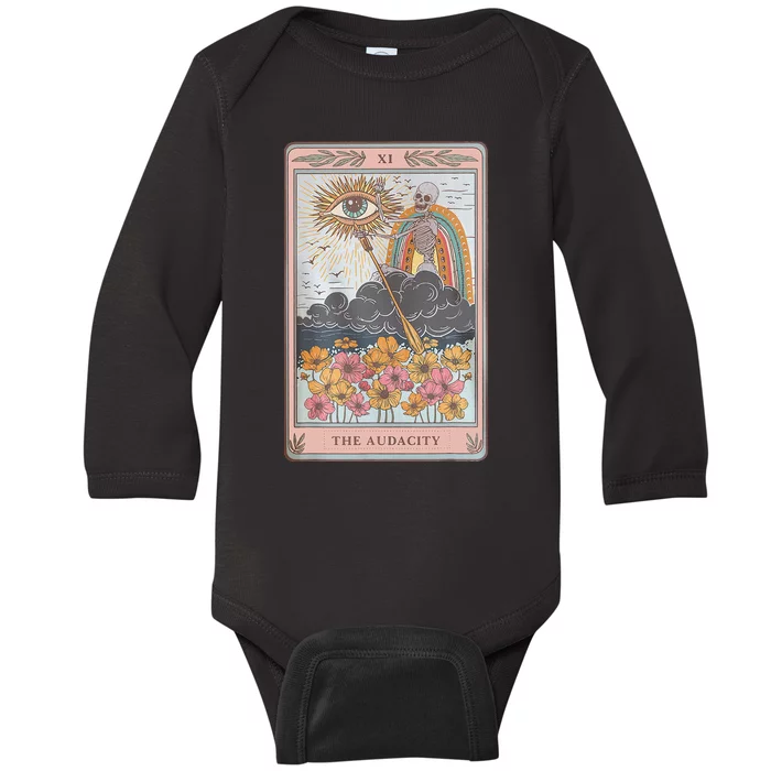 The Audacity Skeleton Tarot Card Sun Eye Aesthetic Baby Long Sleeve Bodysuit