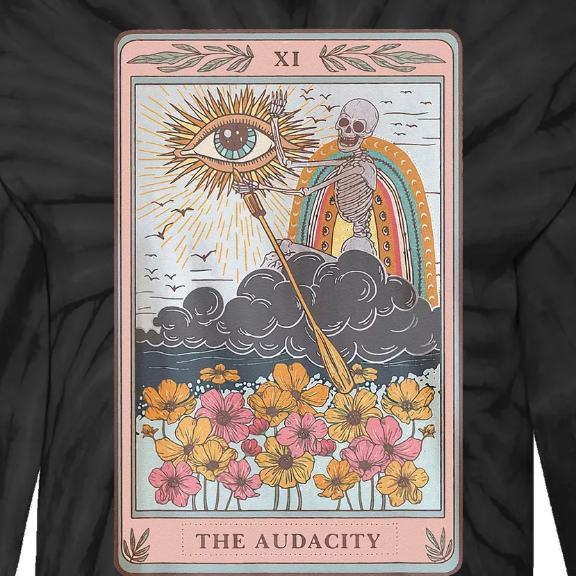 The Audacity Skeleton Tarot Card Sun Eye Aesthetic Tie-Dye Long Sleeve Shirt