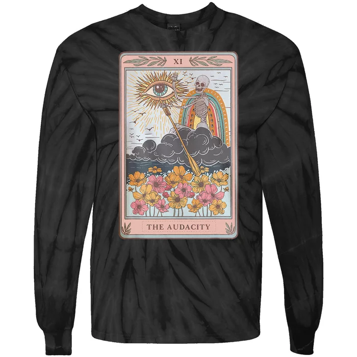 The Audacity Skeleton Tarot Card Sun Eye Aesthetic Tie-Dye Long Sleeve Shirt