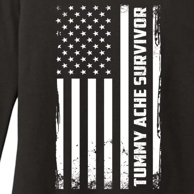 Tummy Ache Survivor American Flag Funny Womens CVC Long Sleeve Shirt