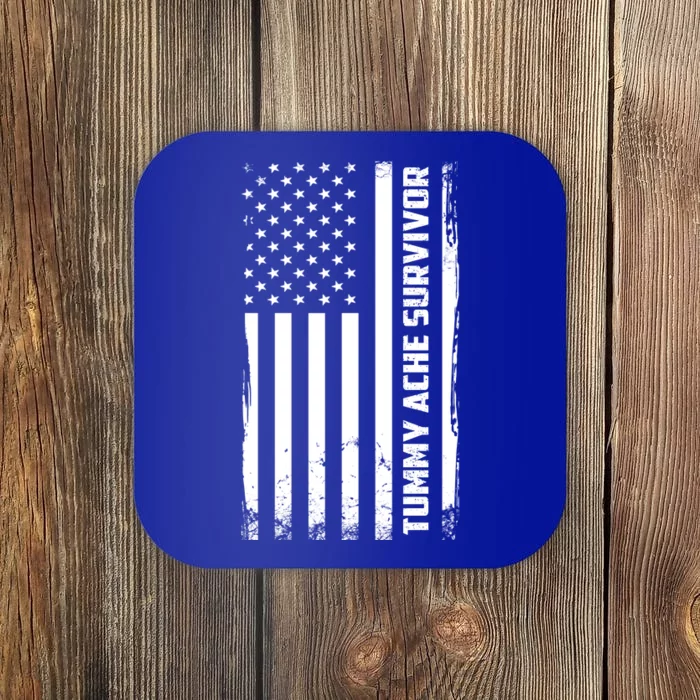 Tummy Ache Survivor American Flag Funny Coaster