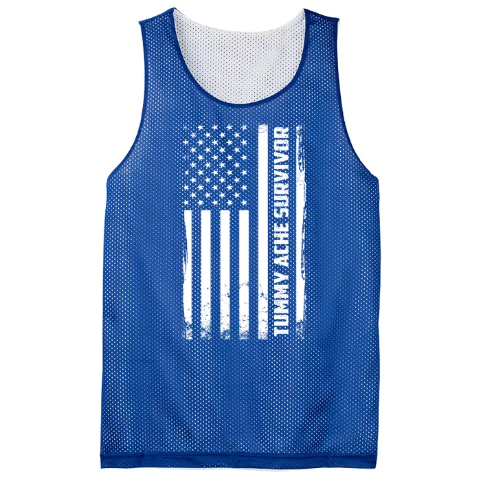 Tummy Ache Survivor American Flag Funny Mesh Reversible Basketball Jersey Tank