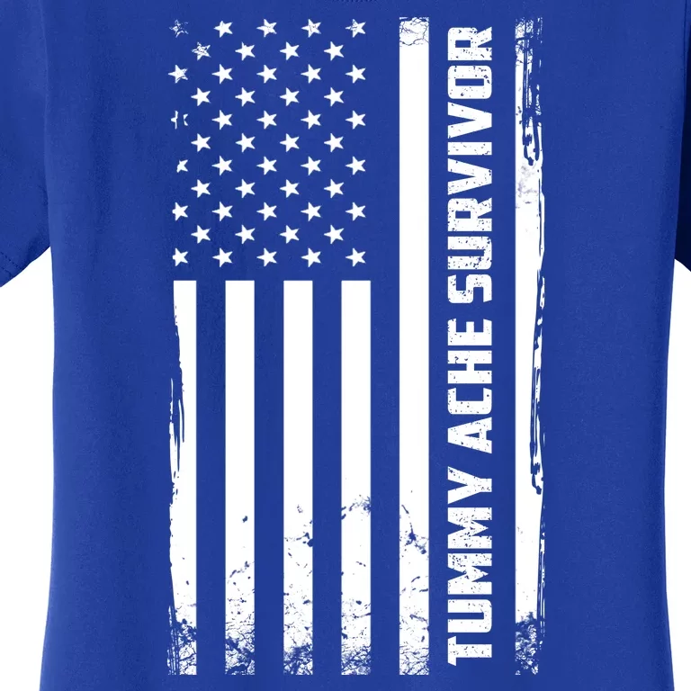 Tummy Ache Survivor American Flag Funny Women's T-Shirt