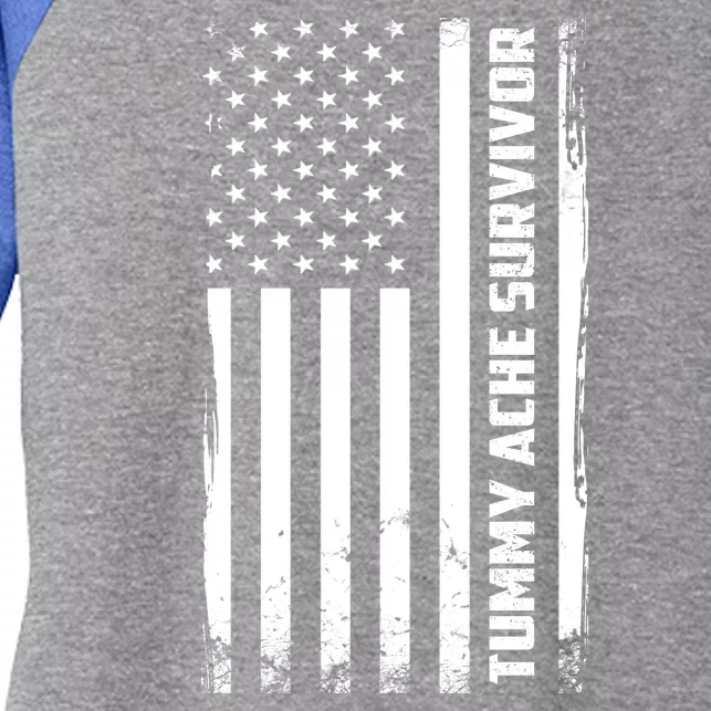 Tummy Ache Survivor American Flag Funny Women's Tri-Blend 3/4-Sleeve Raglan Shirt