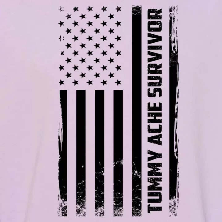 Tummy Ache Survivor American Flag Funny Garment-Dyed Sweatshirt