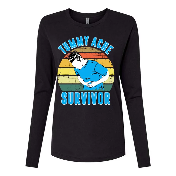 Tummy Ache Survivor Funny Vintage Womens Cotton Relaxed Long Sleeve T-Shirt