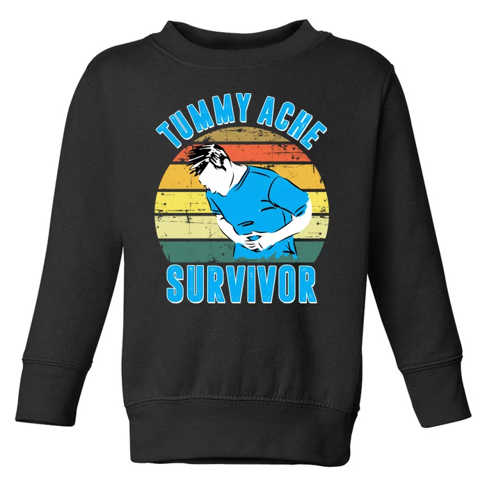 Tummy Ache Survivor Funny Vintage Toddler Sweatshirt