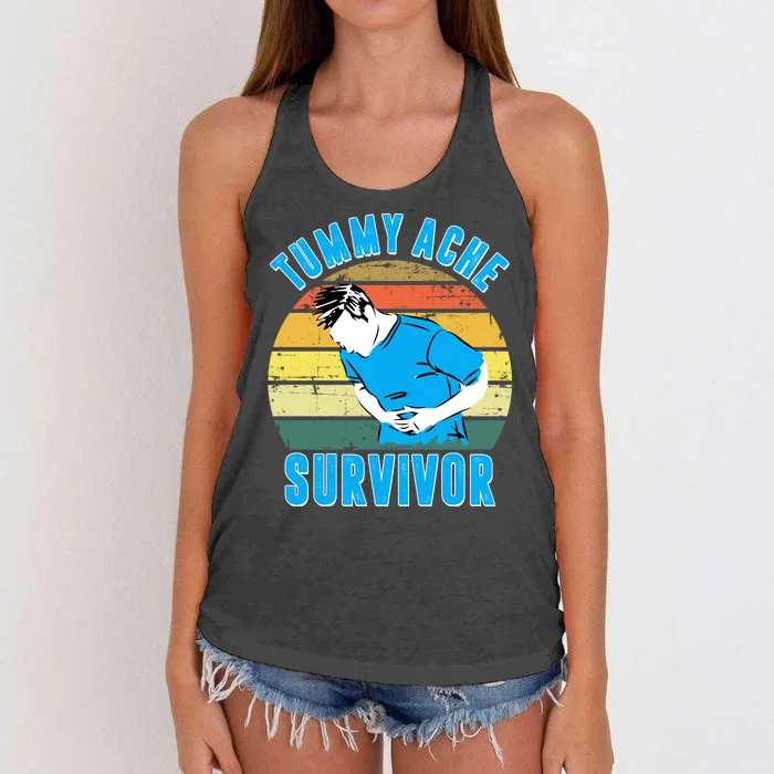 Tummy Ache Survivor Funny Vintage Women's Knotted Racerback Tank