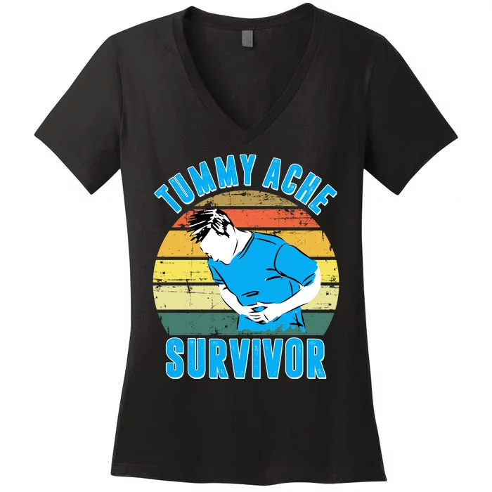 Tummy Ache Survivor Funny Vintage Women's V-Neck T-Shirt