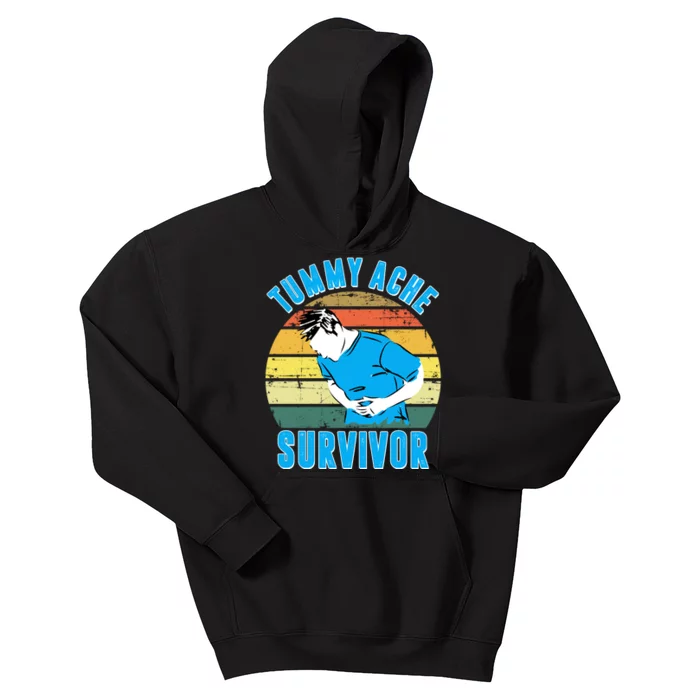 Tummy Ache Survivor Funny Vintage Kids Hoodie