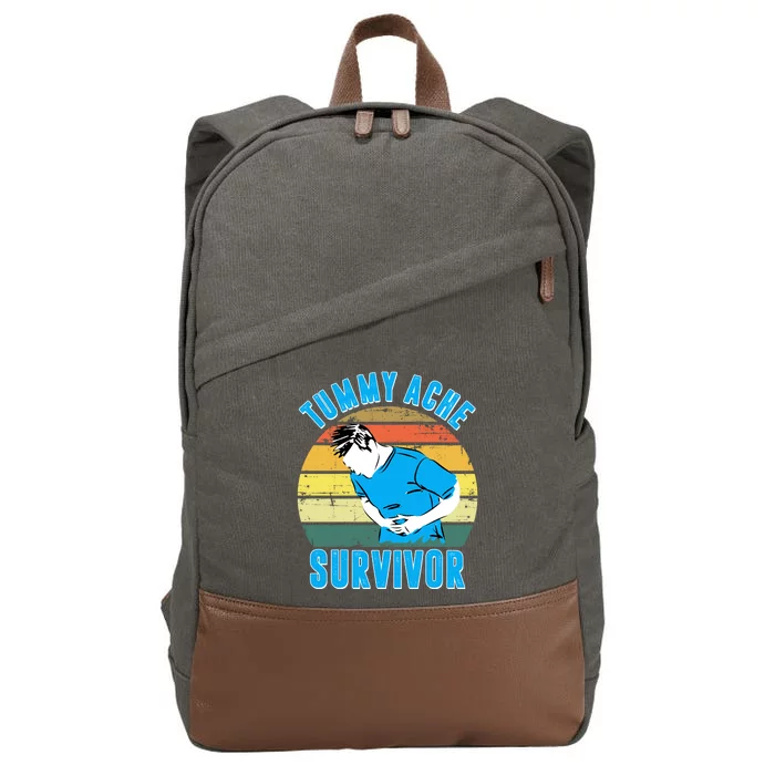 Tummy Ache Survivor Funny Vintage Cotton Canvas Backpack