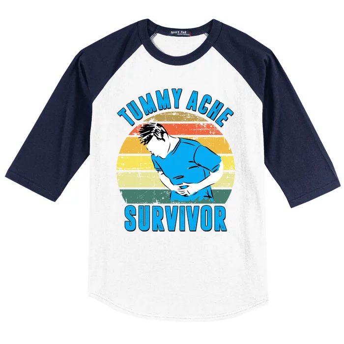 Tummy Ache Survivor Funny Vintage Baseball Sleeve Shirt