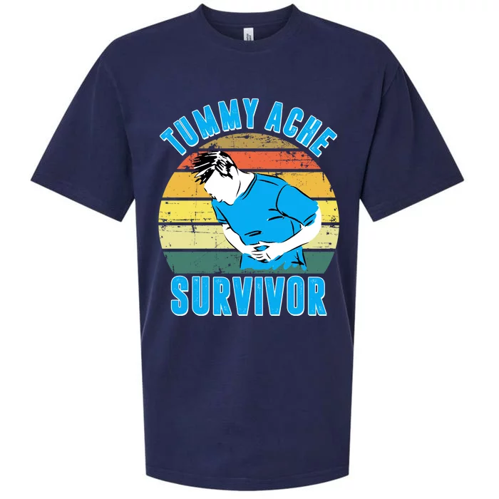 Tummy Ache Survivor Funny Vintage Sueded Cloud Jersey T-Shirt