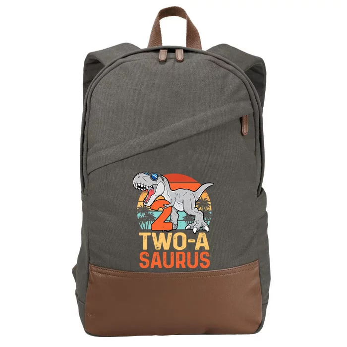 Two A Saurus Rex 2nd Birthday Dinosaur 2 Year Old Boy Cotton Canvas Backpack