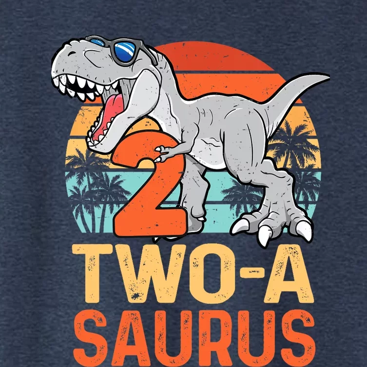 Two A Saurus Rex 2nd Birthday Dinosaur 2 Year Old Boy Women's Crop Top Tee