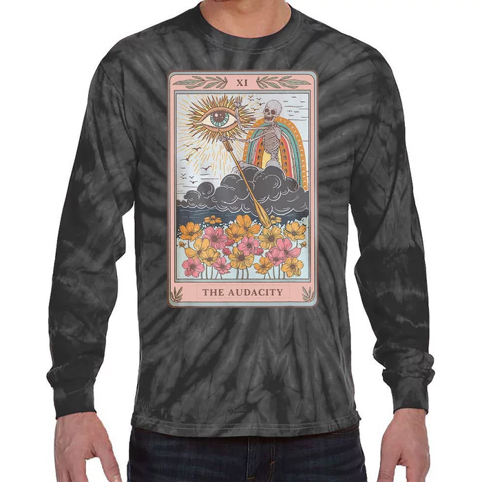 The Audacity Skeleton Tarot Card Sun Eye Aesthetic Tie-Dye Long Sleeve Shirt