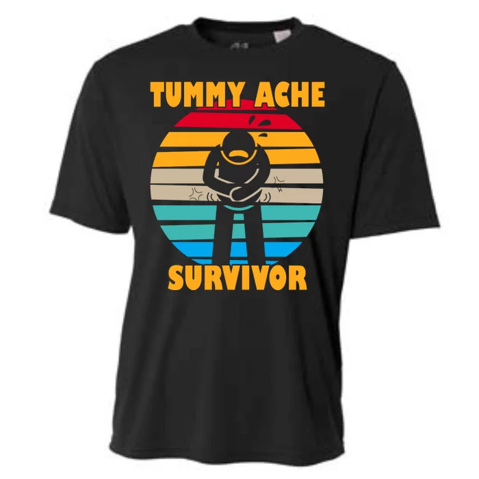 Tummy Ache Survivor Funny Retro Cooling Performance Crew T-Shirt