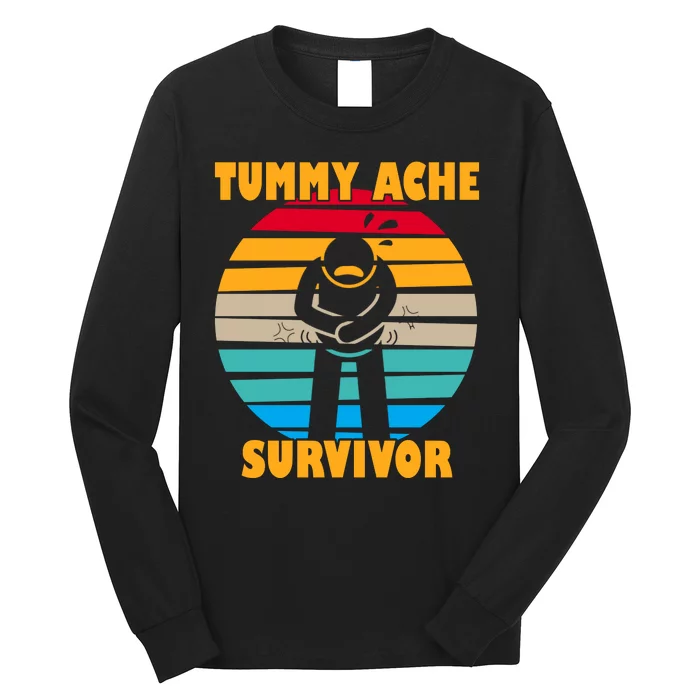 Tummy Ache Survivor Funny Retro Long Sleeve Shirt