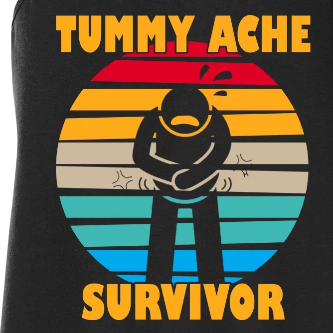 Tummy Ache Survivor Funny Retro Women's Racerback Tank