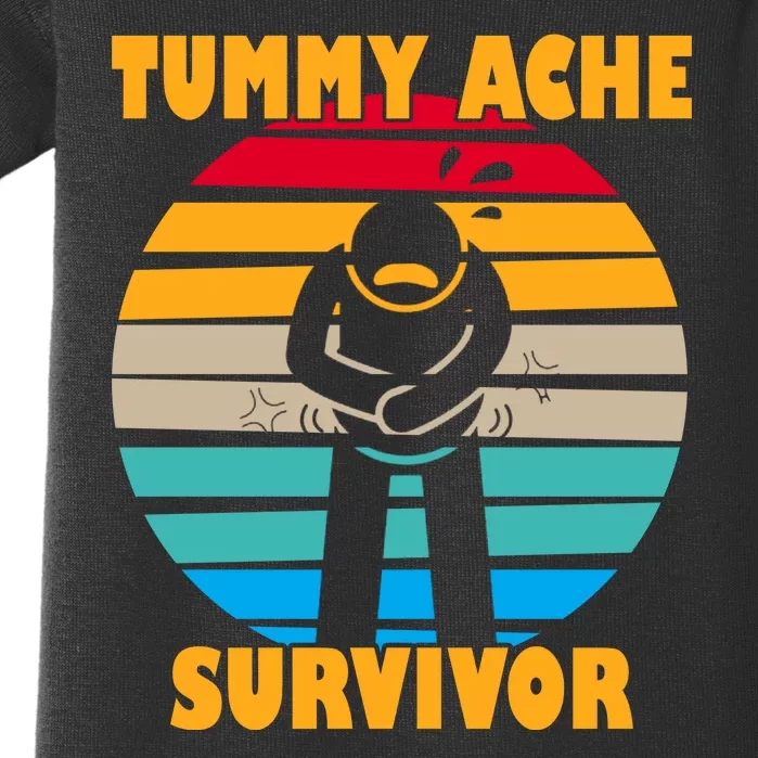 Tummy Ache Survivor Funny Retro Baby Bodysuit