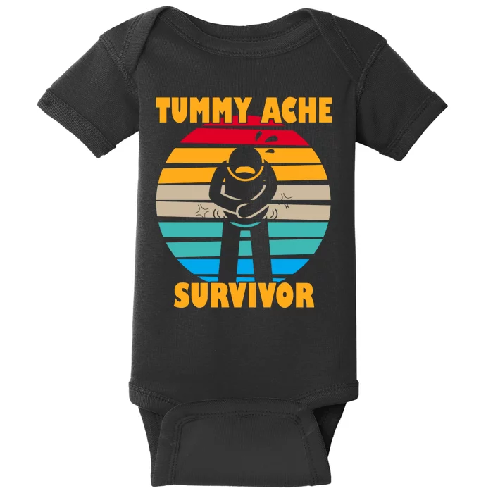 Tummy Ache Survivor Funny Retro Baby Bodysuit