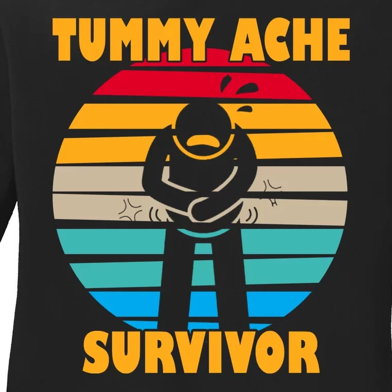 Tummy Ache Survivor Funny Retro Ladies Long Sleeve Shirt